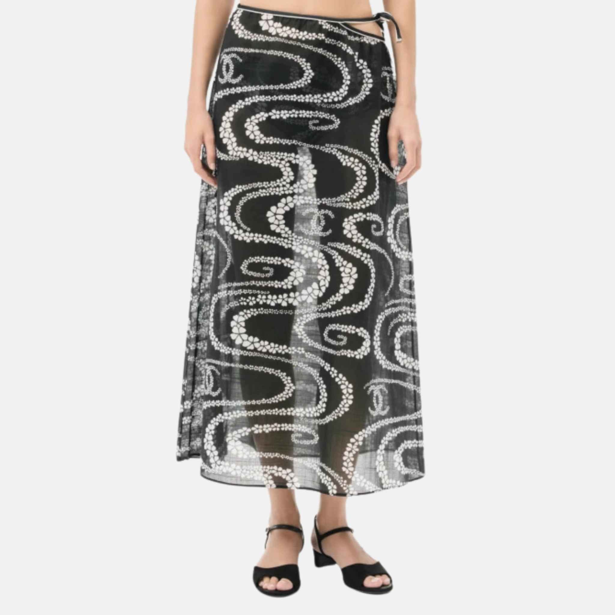Skirt In Printed Voile Cotton Coco Beach Collection, Front
