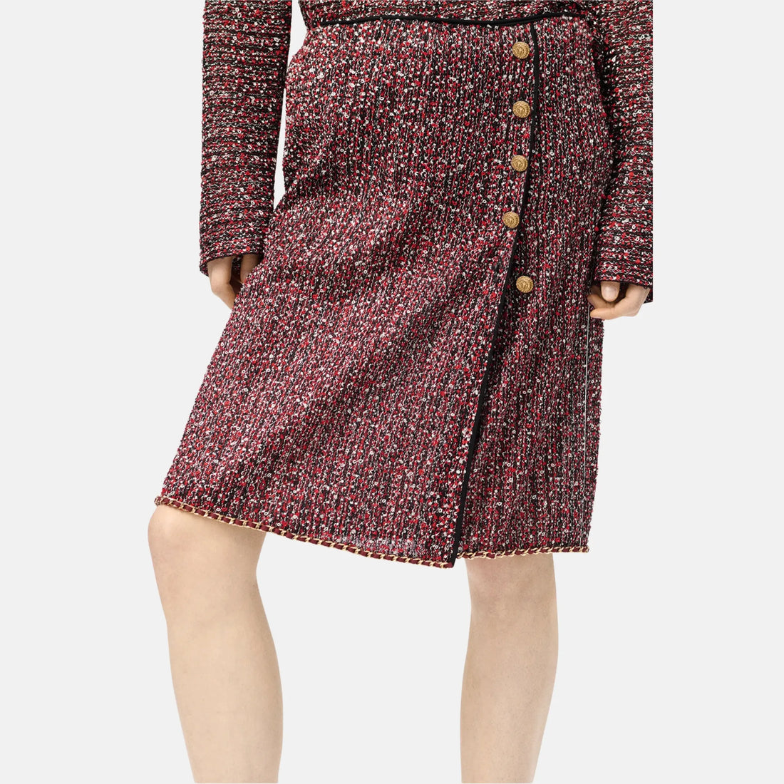 Chanel Skirt Silk Mixed Fibres in Red Ecru