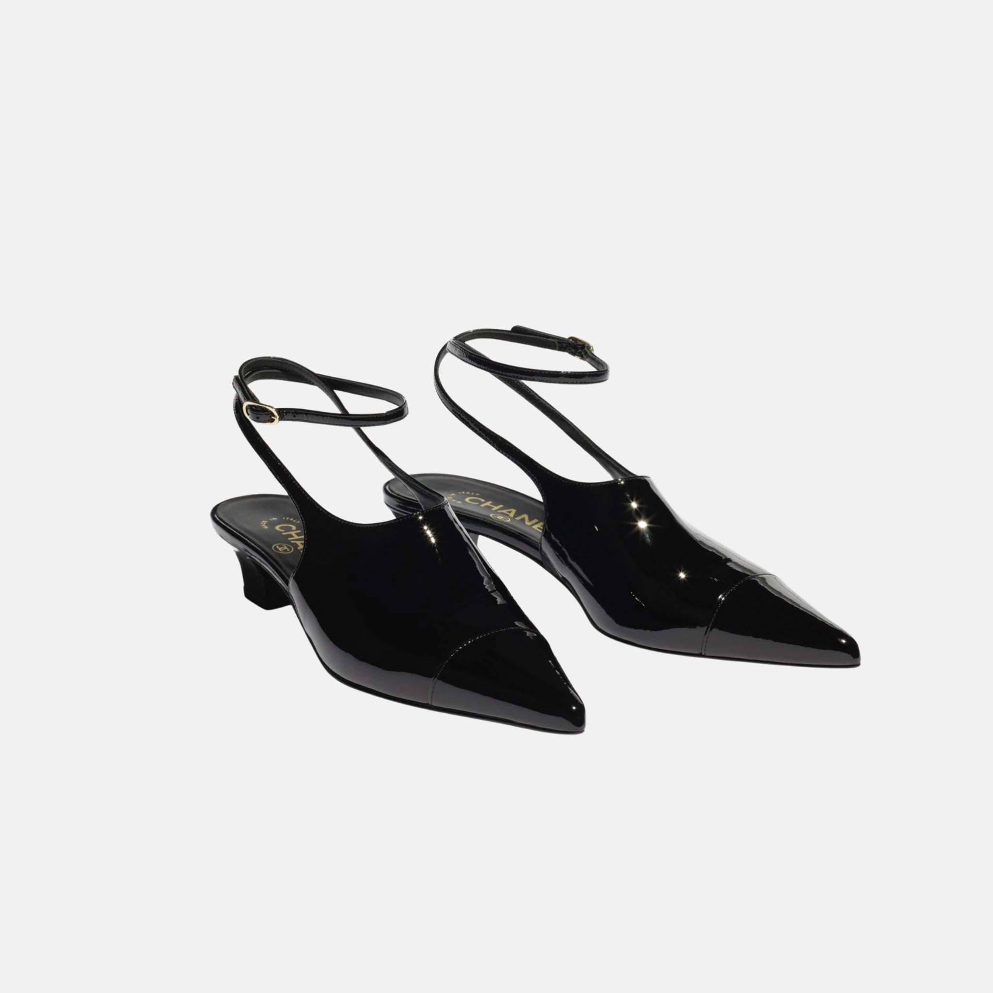 Chanel Slingback in Patent Calfskin, Black, Front
