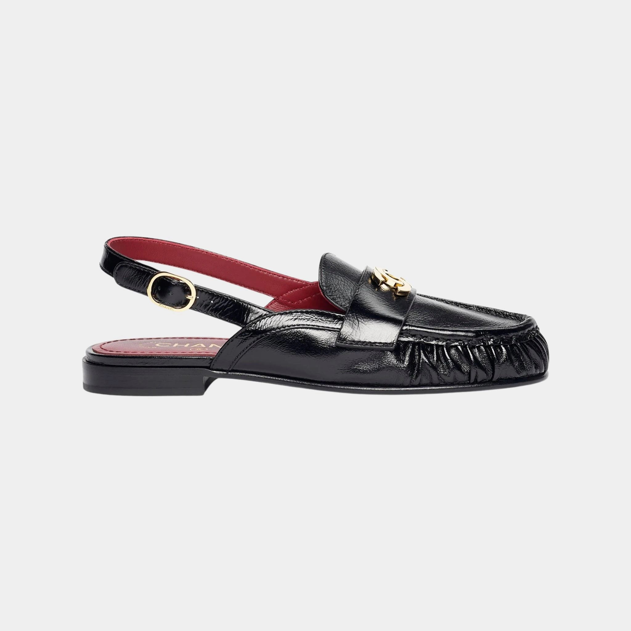 Chanel Slingbacks Crinkled Shiny Lamb Black