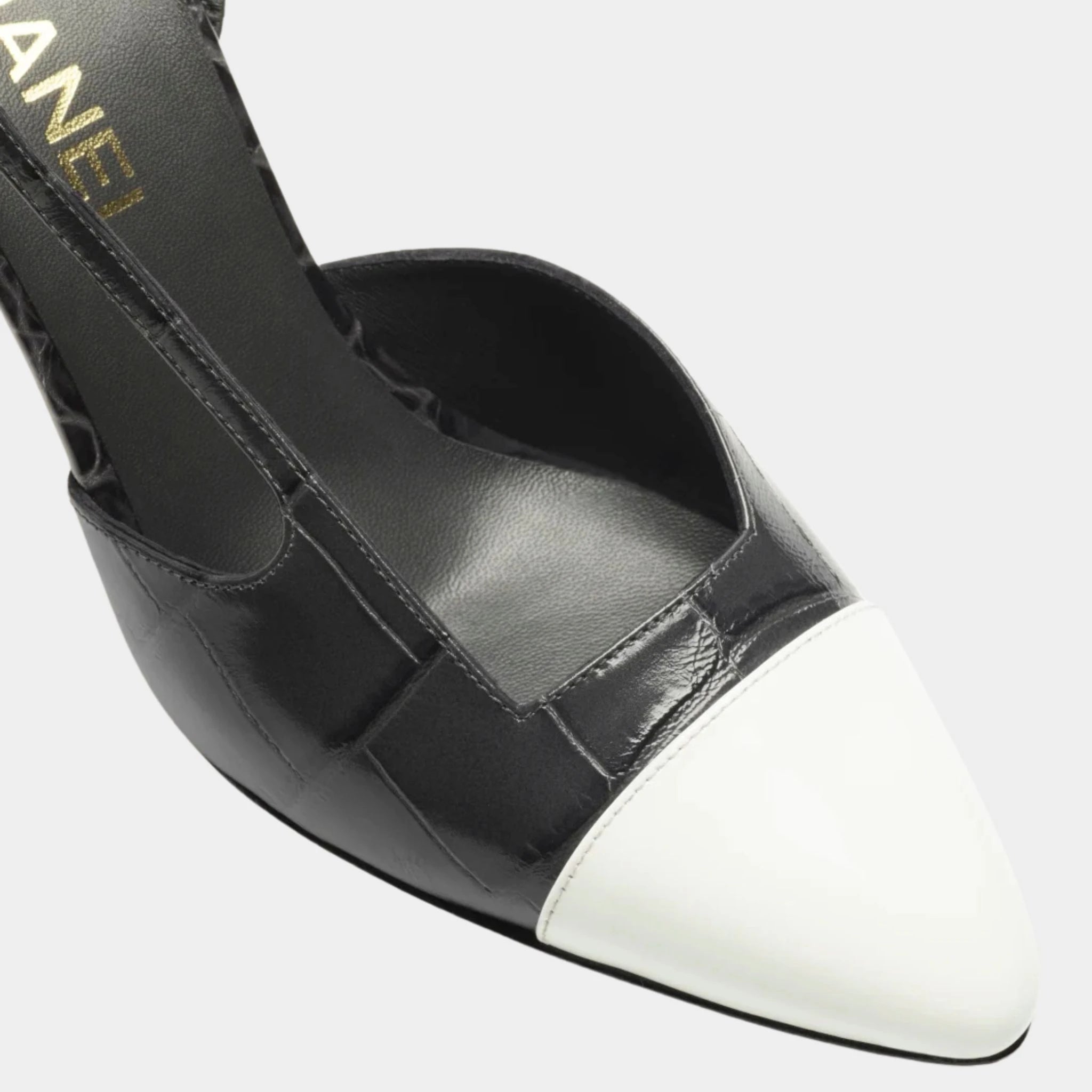 Chanel Slingbacks Crocodile Embossed Calfskin & Patent Calfskin