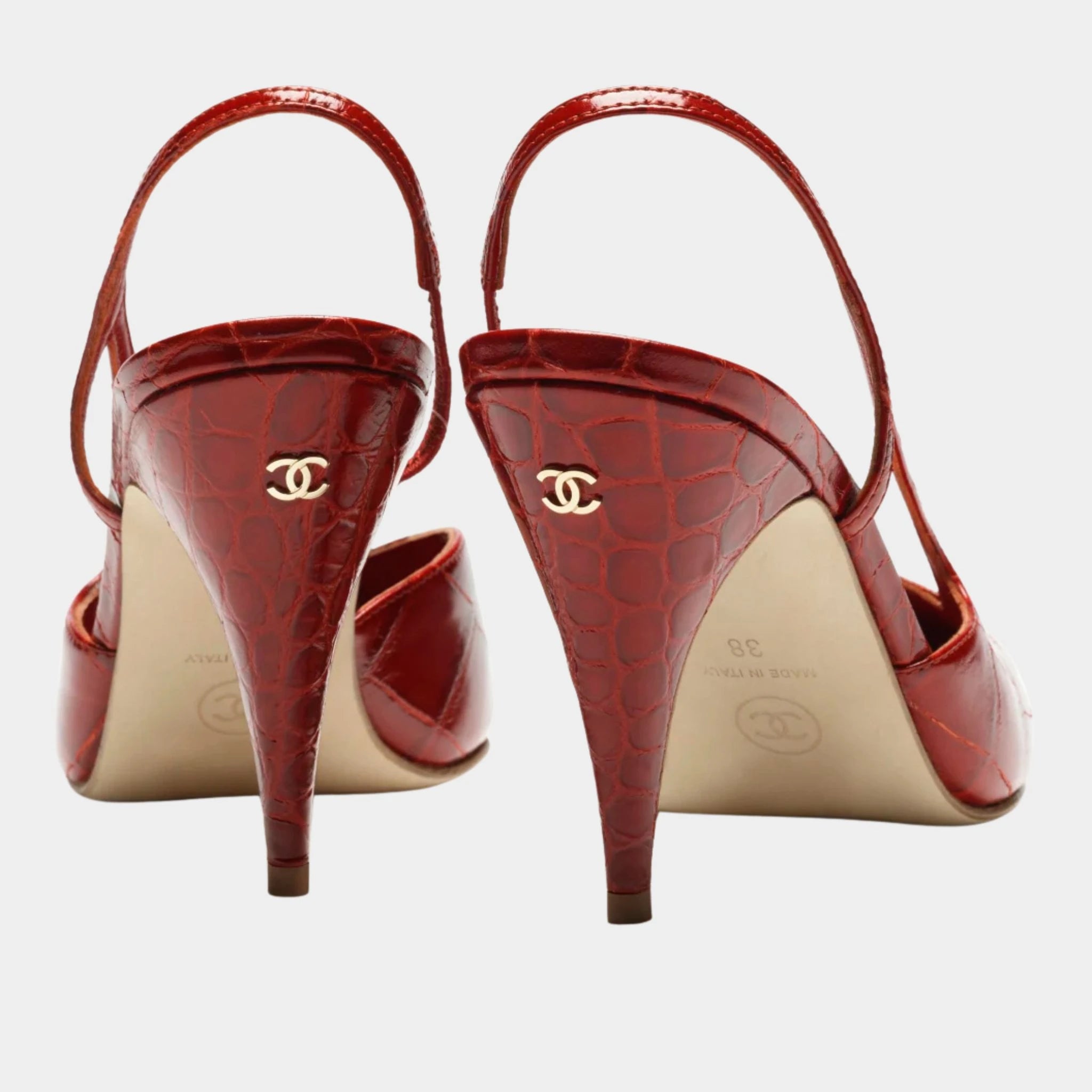 Chanel Slingbacks Crocodile Embossed Calfskin & Patent Calfskin