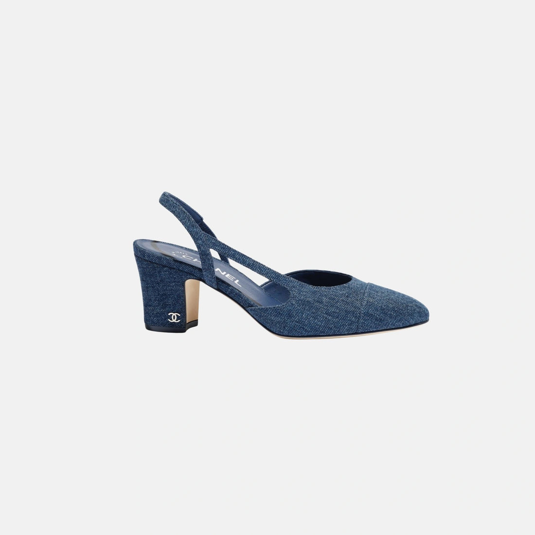 Chanel Slingbacks in Denim, Washedout Blue, Side