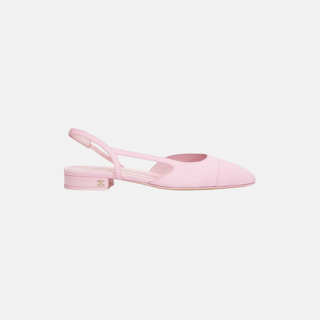 Chanel Slingbacks in Denim, Light Pink, Side