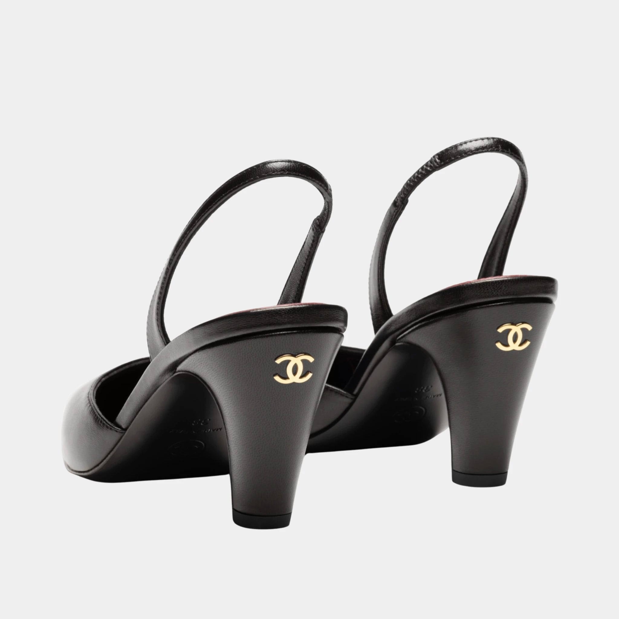 Chanel Slingbacks in Lambskin & Patent Calfskin, Black, Back