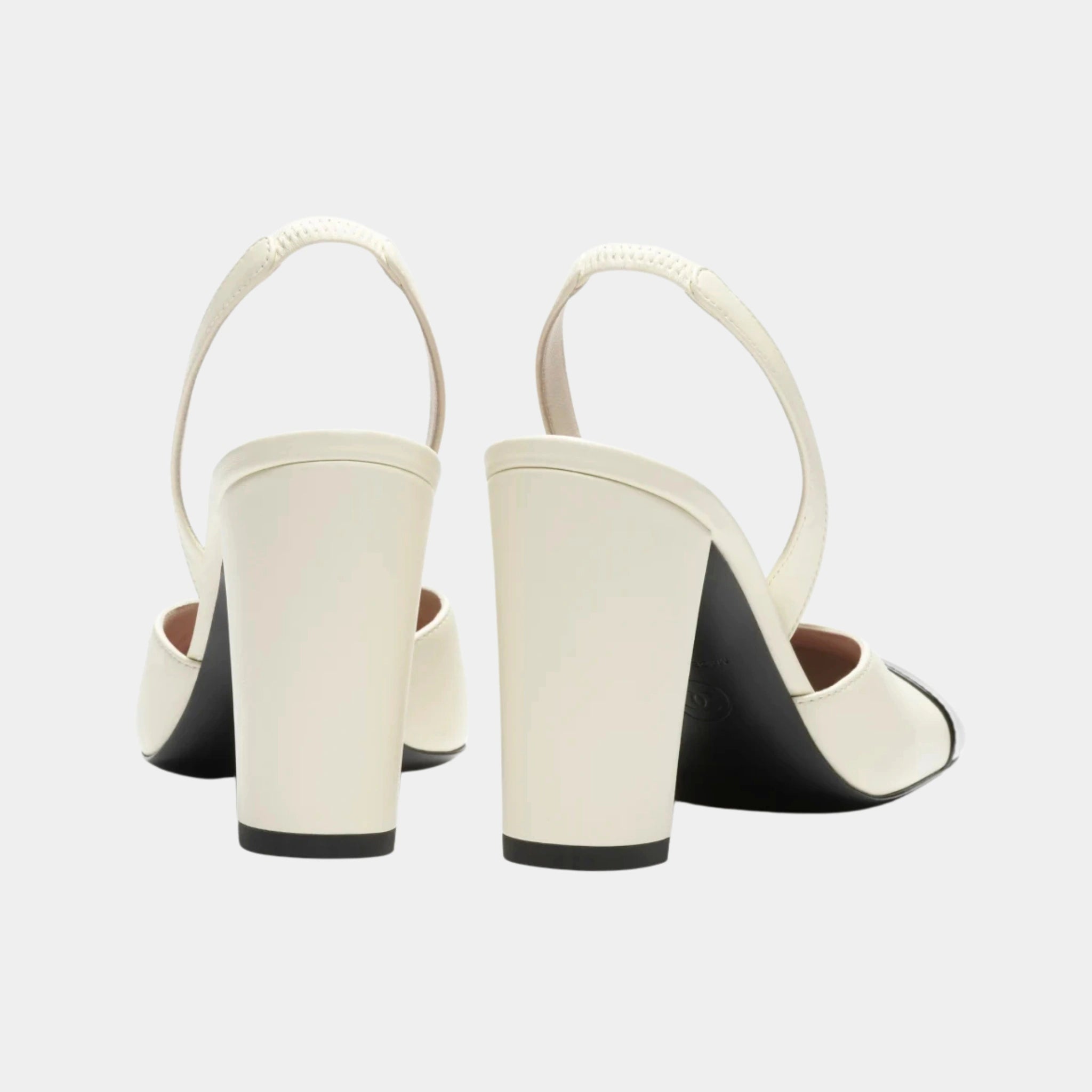 Chanel Slingbacks in Lambskin and Patent Calfskin, Ivory, Black, Back
