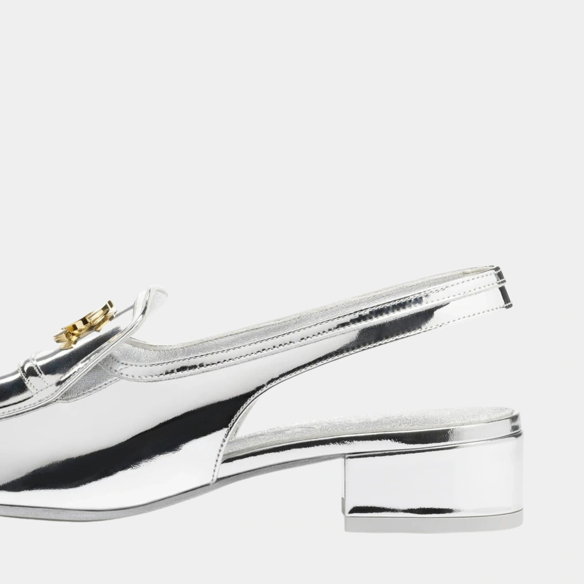 Chanel Slingbacks Laminated Calfskin Silver