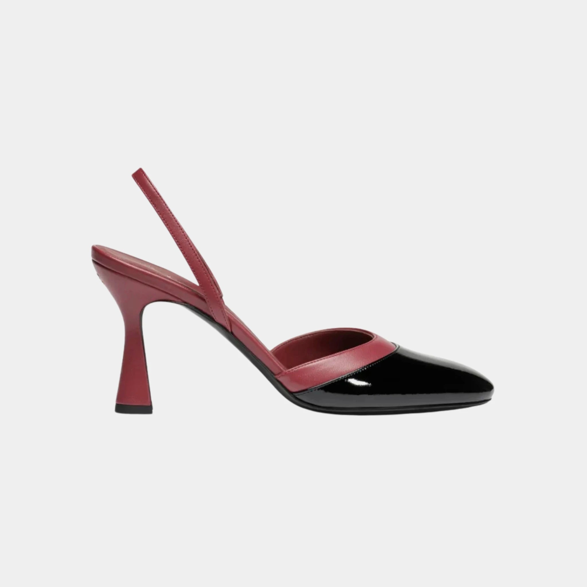 Chanel Slingbacks in Patent Calfskin & Lambskin, Burgundy, Side