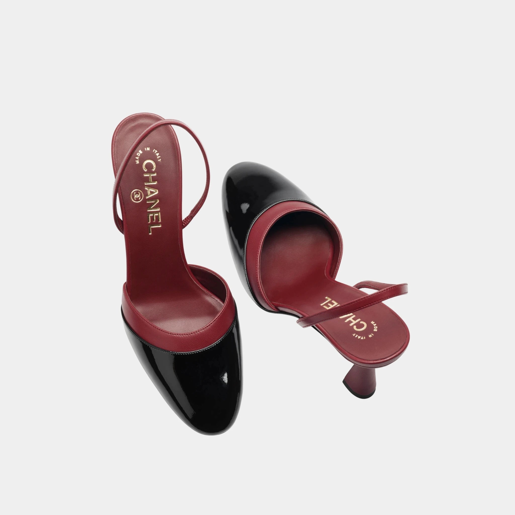 Chanel Slingbacks in Patent Calfskin & Lambskin, Burgundy, Top