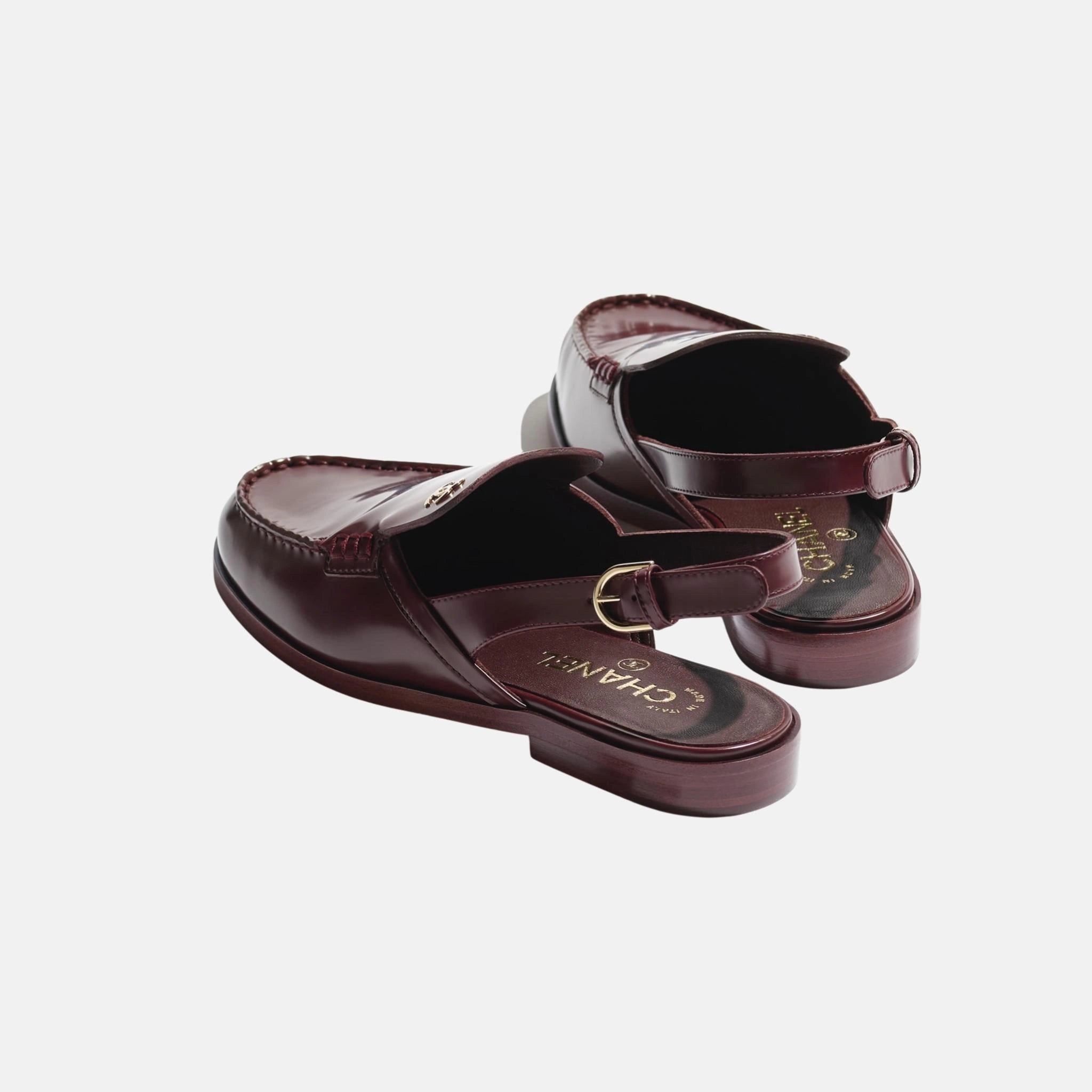 Chanel Slingbacks in Shiny Calfskin, Burgundy, Back