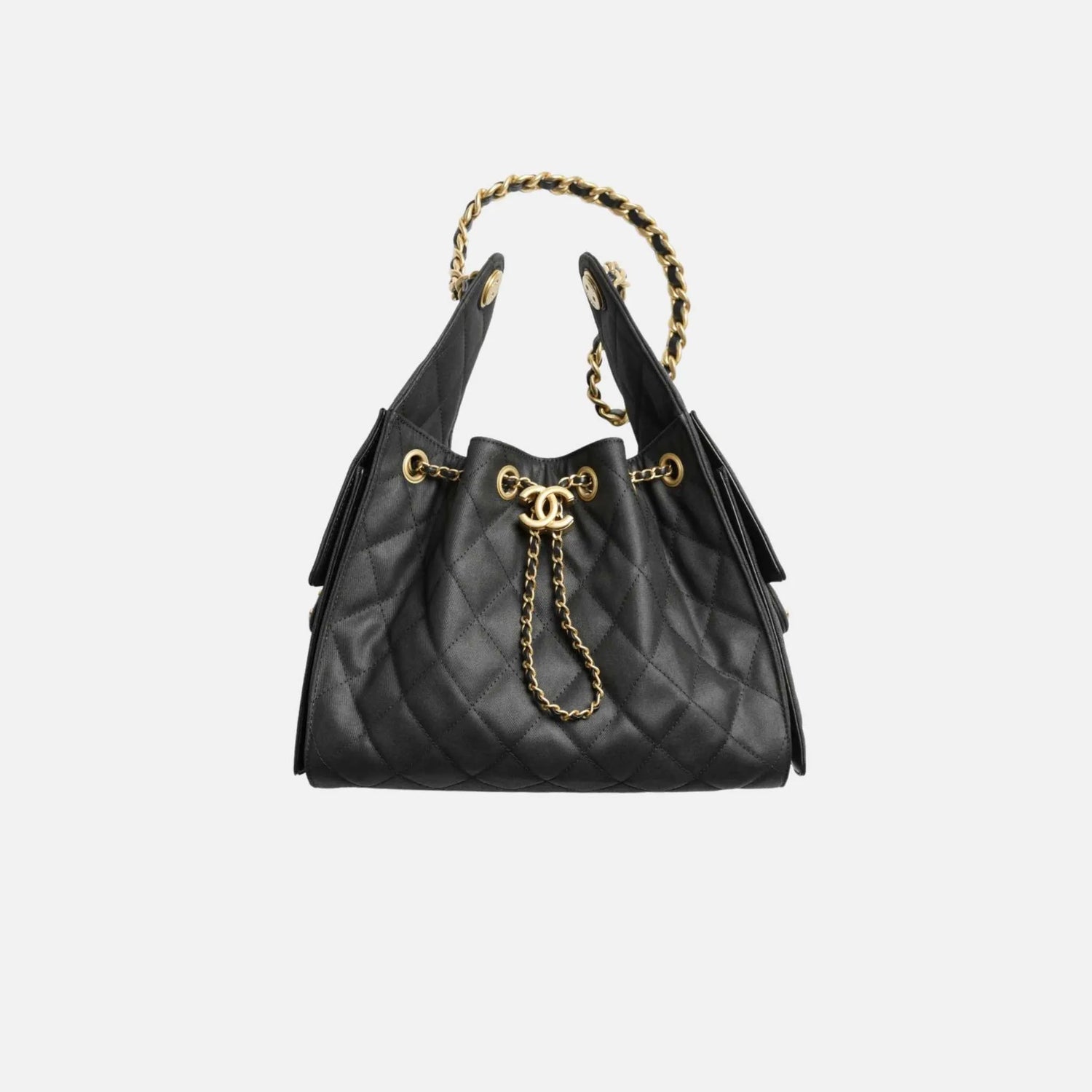 Chanel Small Chanel 25 Bag in Canvas and Gold Metal, Front