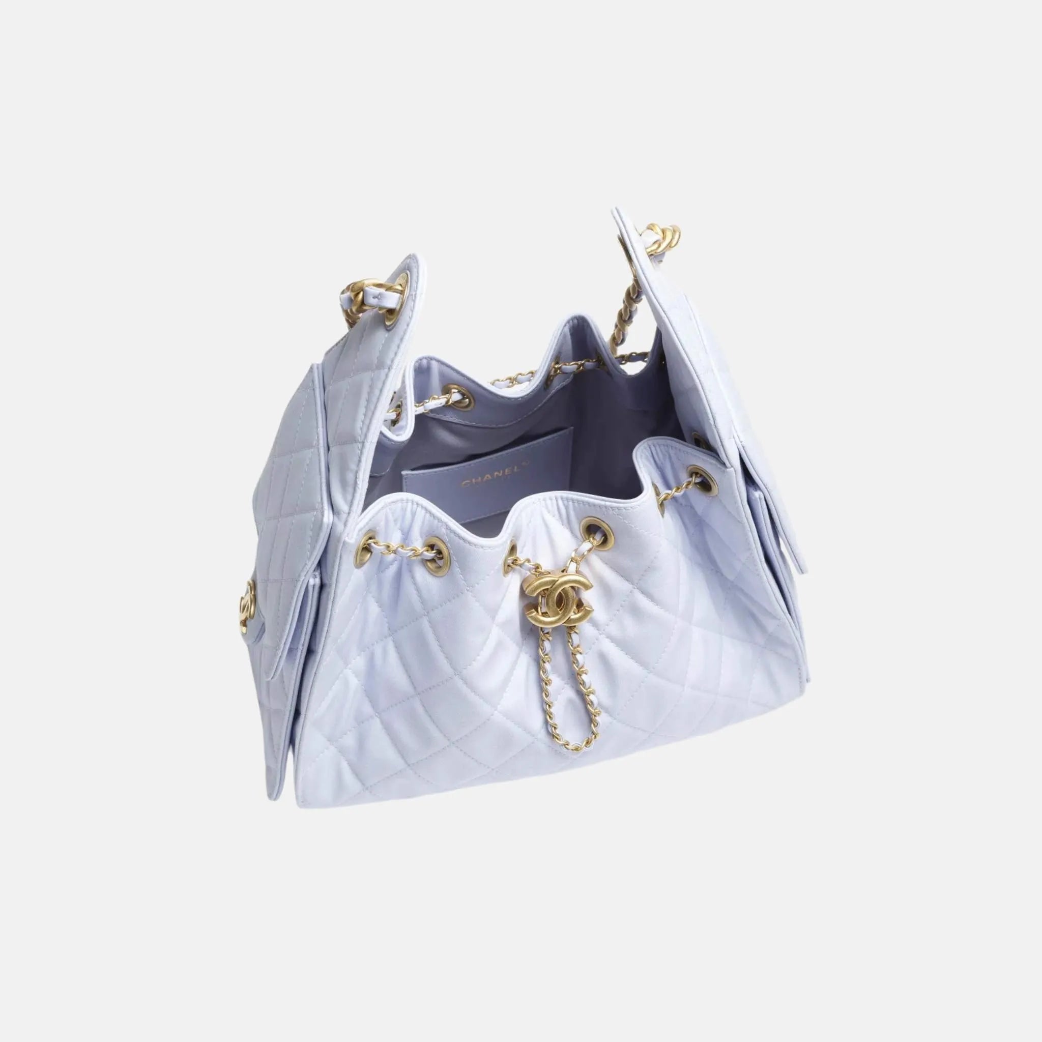 Chanel Small Chanel 25 Bag in Canvas and Gold Metal, Lilac, Inside