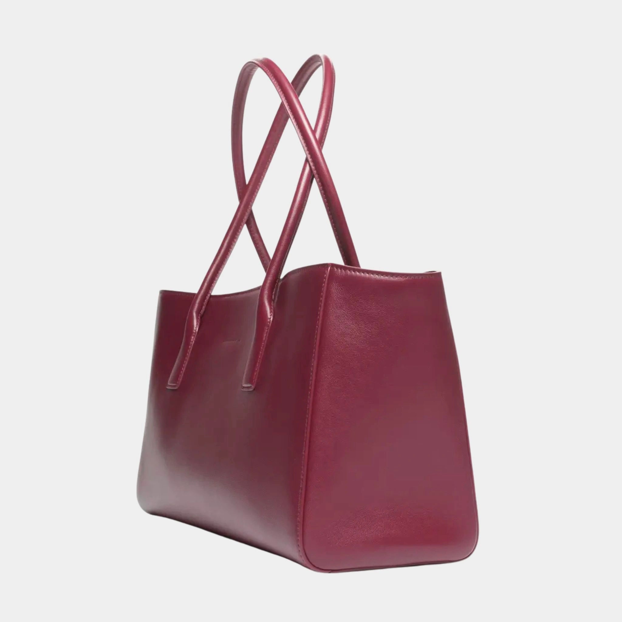Chanel Small Shopping Bag Calfskin & Gold-Tone Metal, Dark Burgundy, Side