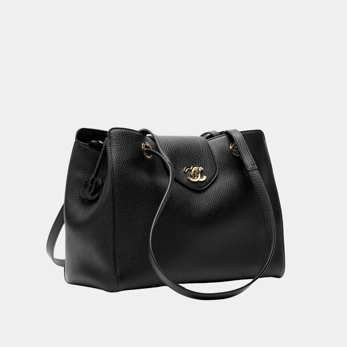 Chanel Small Tote Bag Grained Calfskin & Gold-Tone Metal Black