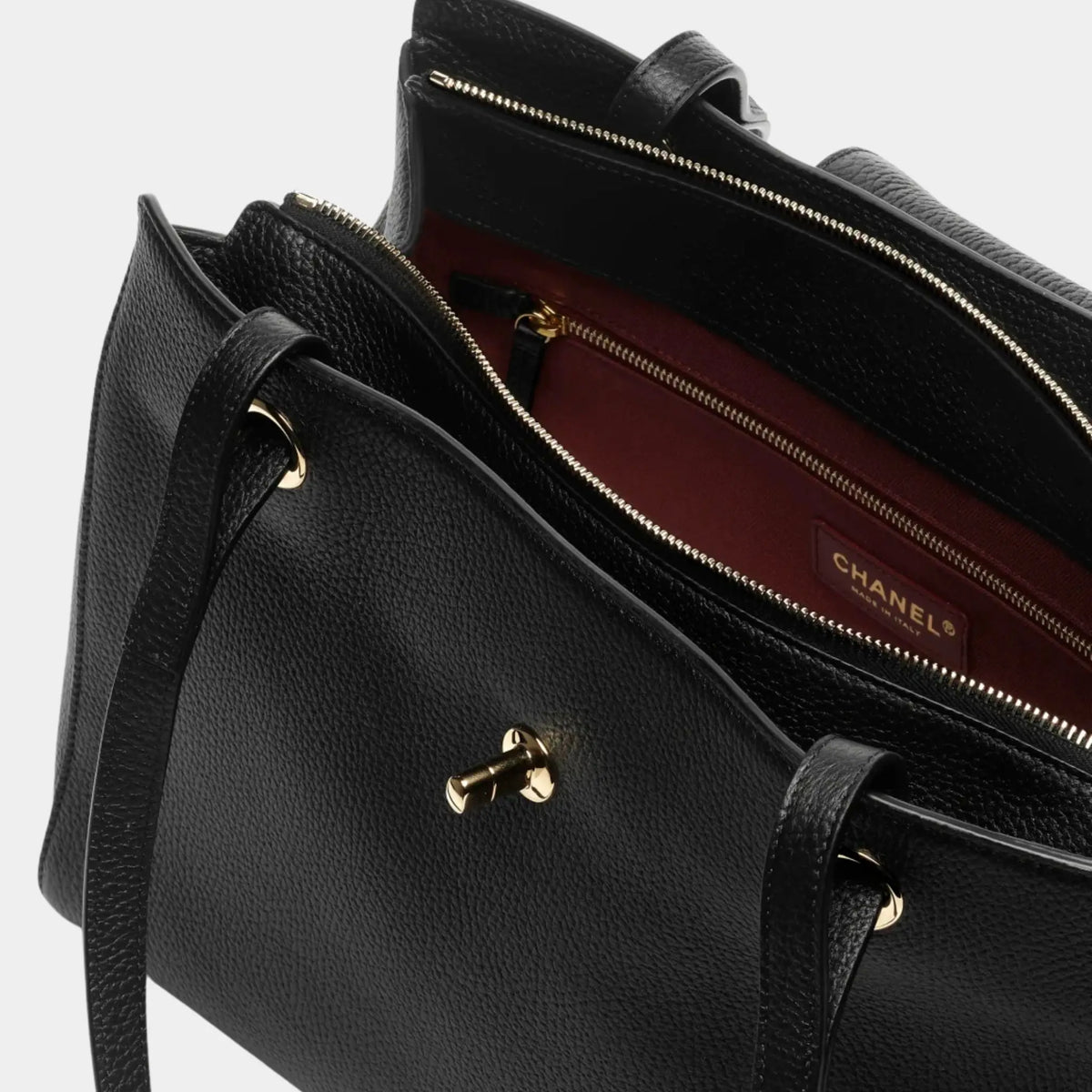 Chanel Small Tote Bag Grained Calfskin & Gold-Tone Metal Black