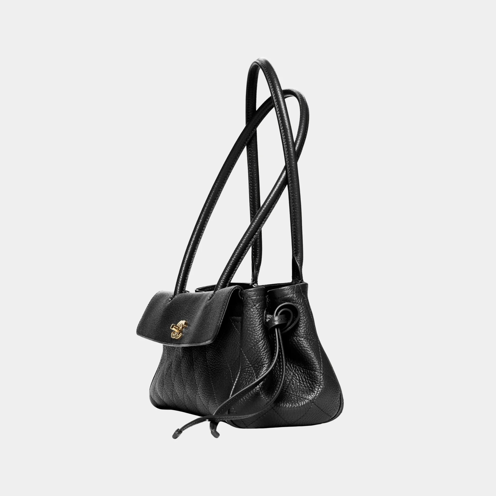 Chanel Small Tote in Grained Calfskin & Gold-Tone Metal, Black, Side