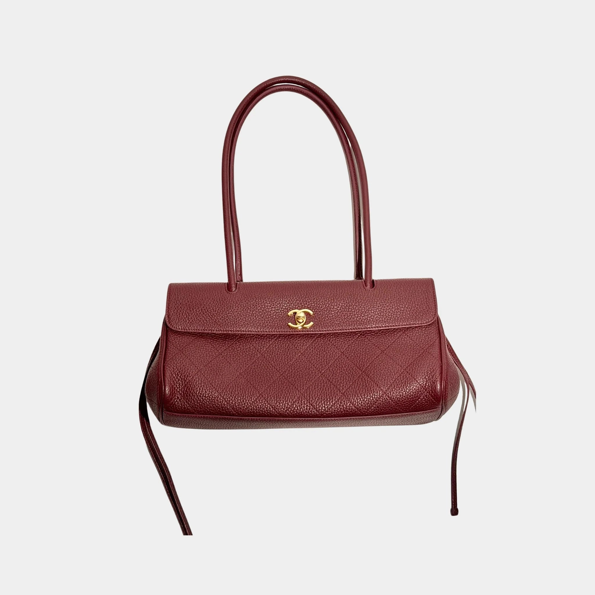 Chanel Small Tote in Grained Calfskin & Gold-Tone Metal, Burgundy