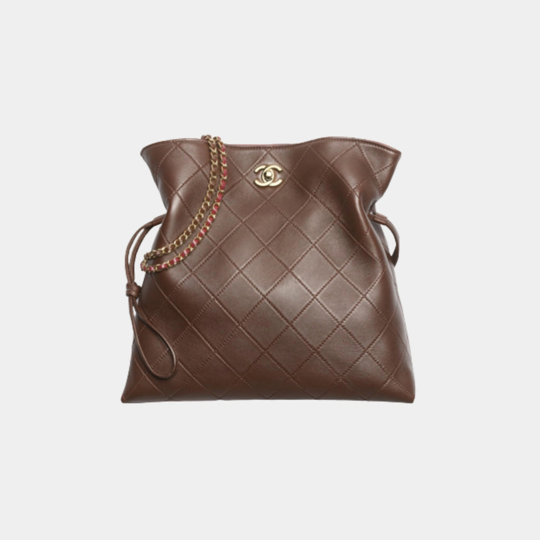 Chanel Small Tote Lambskin Dark Brown , Front
