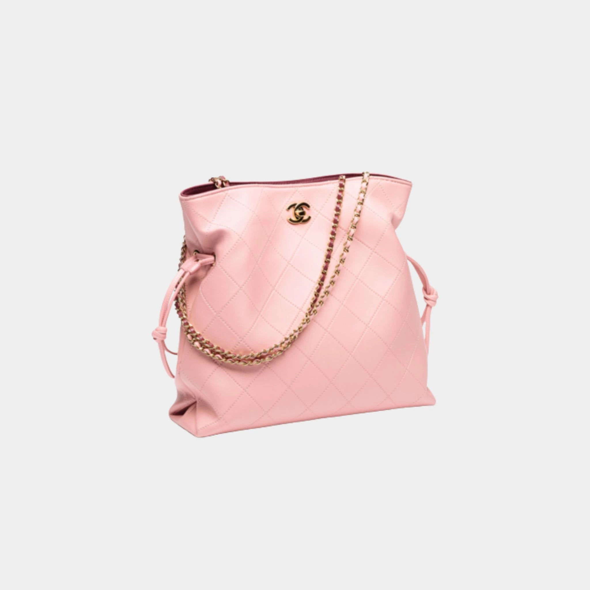 Chanel Small Tote Lambskin Light Pink , SIde