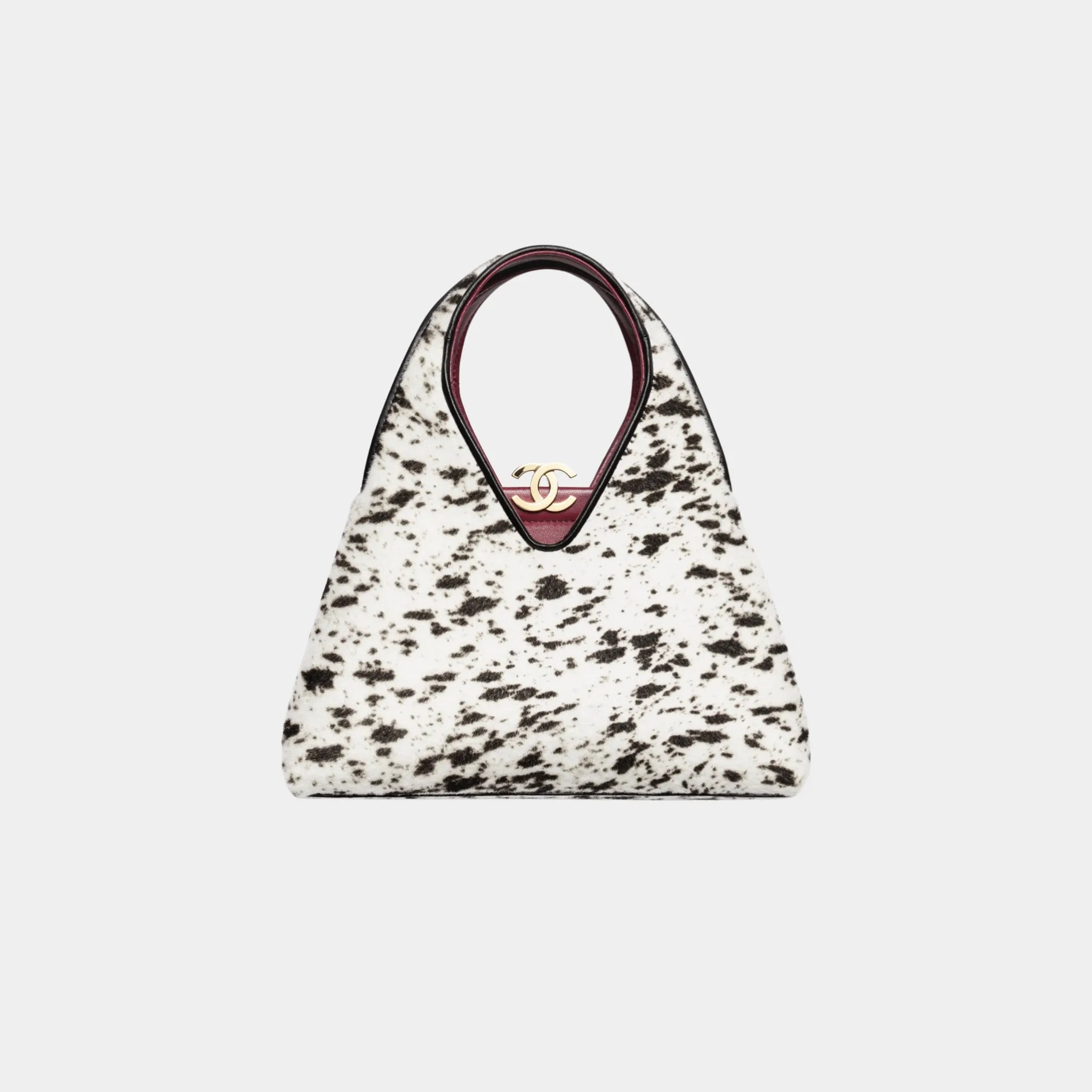 Chanel Small Tote in White & Black Lambskin, Front