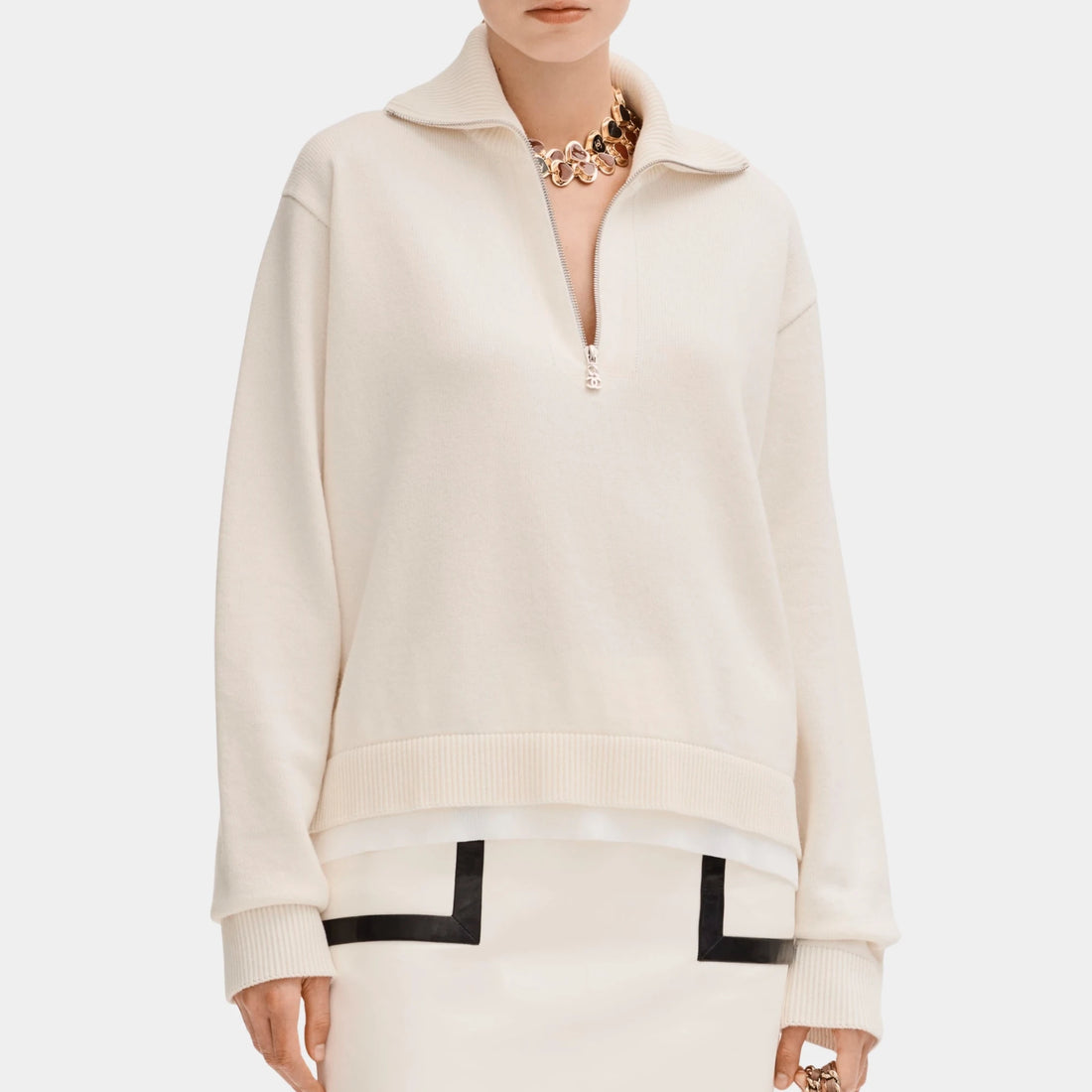 Chanel Sweater in White Cashmere and Cotton, Front