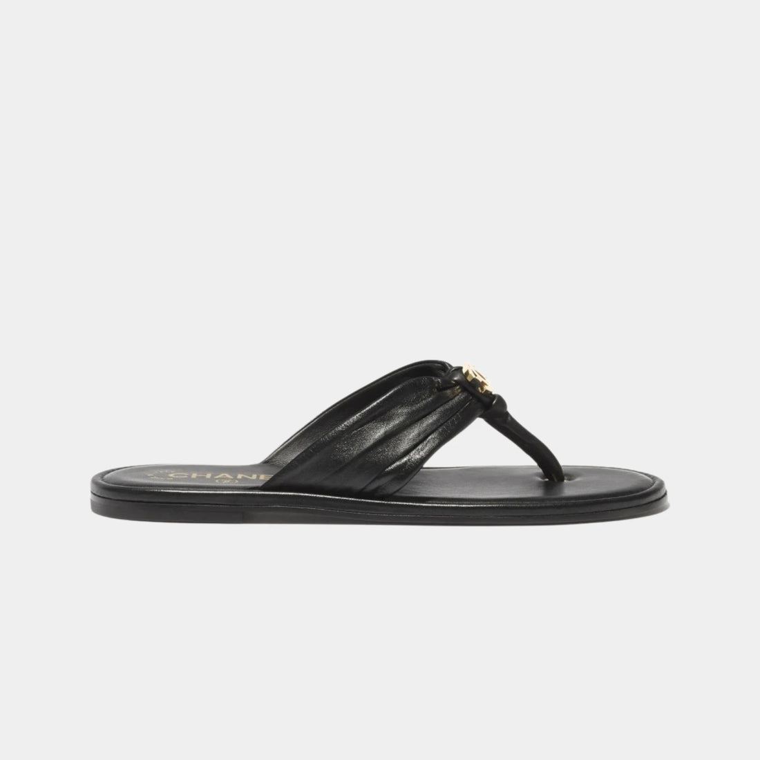 Chanel Thongs in Black Lambskin, Side