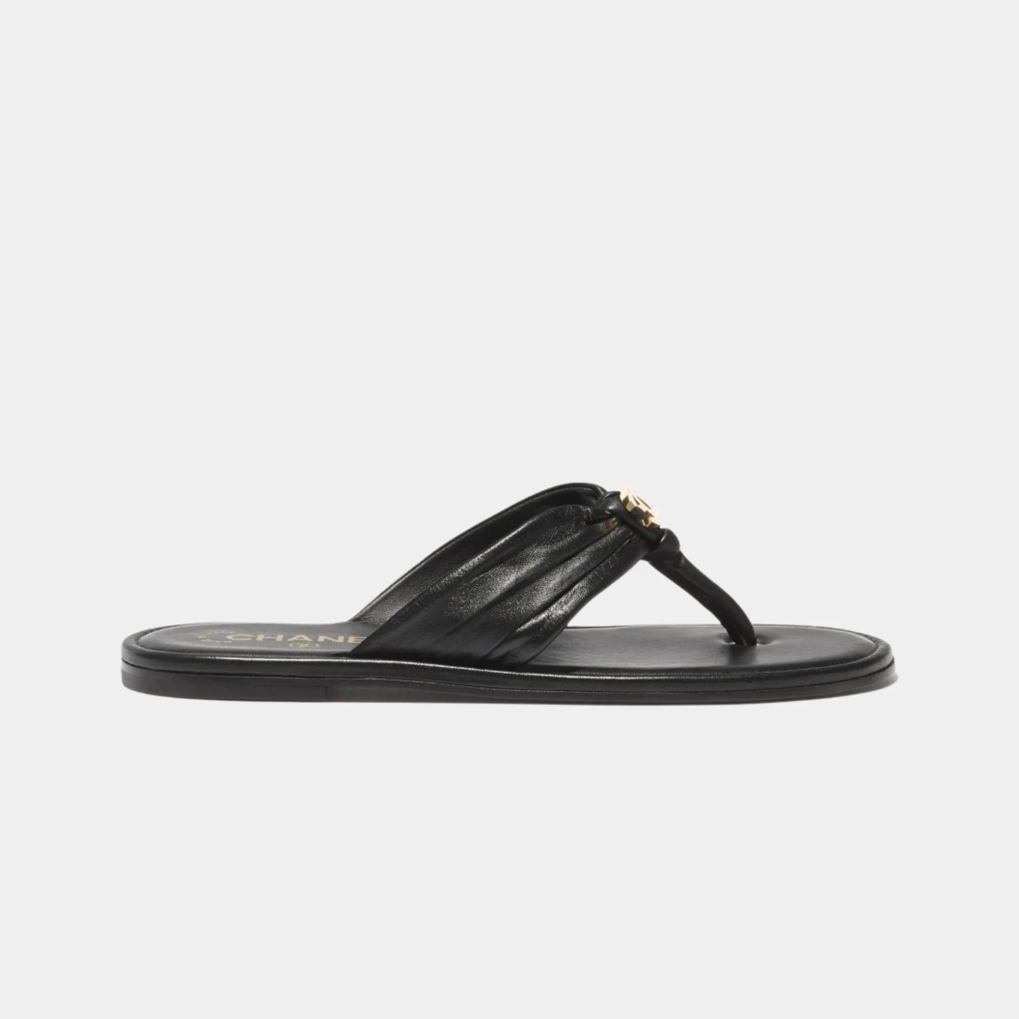 Chanel Thongs in Black Lambskin, Side