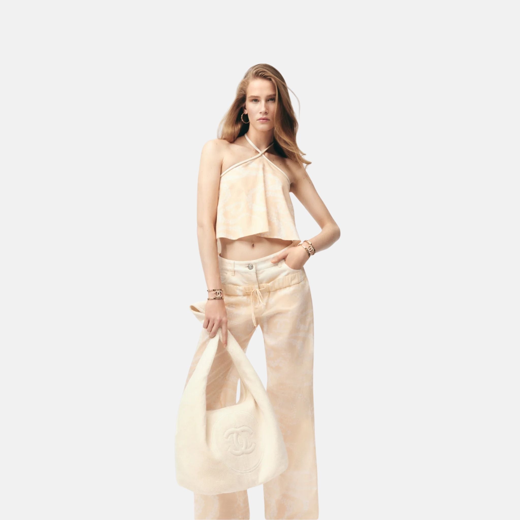 Chanel Top In Printed Cotton Voile Coco Beach Collection, Front