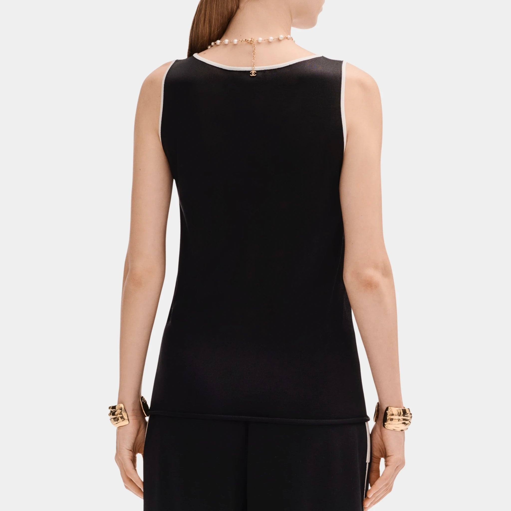 Chanel Top in Silk Black and White, Back