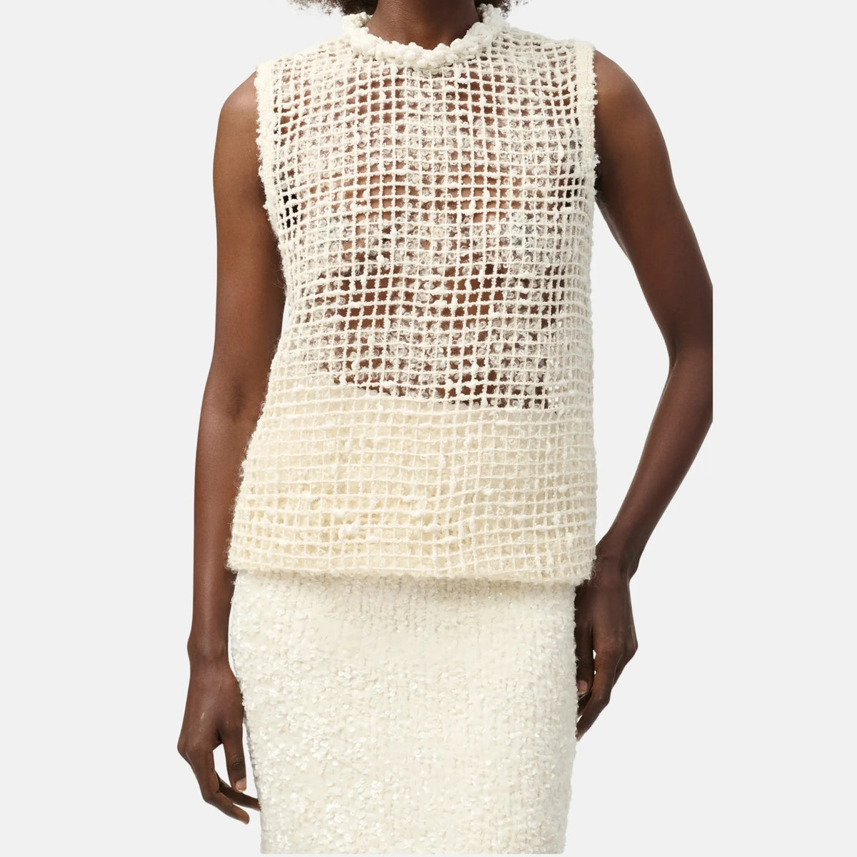 Chanel Top Silk Mixed Fibres in Iridescent White