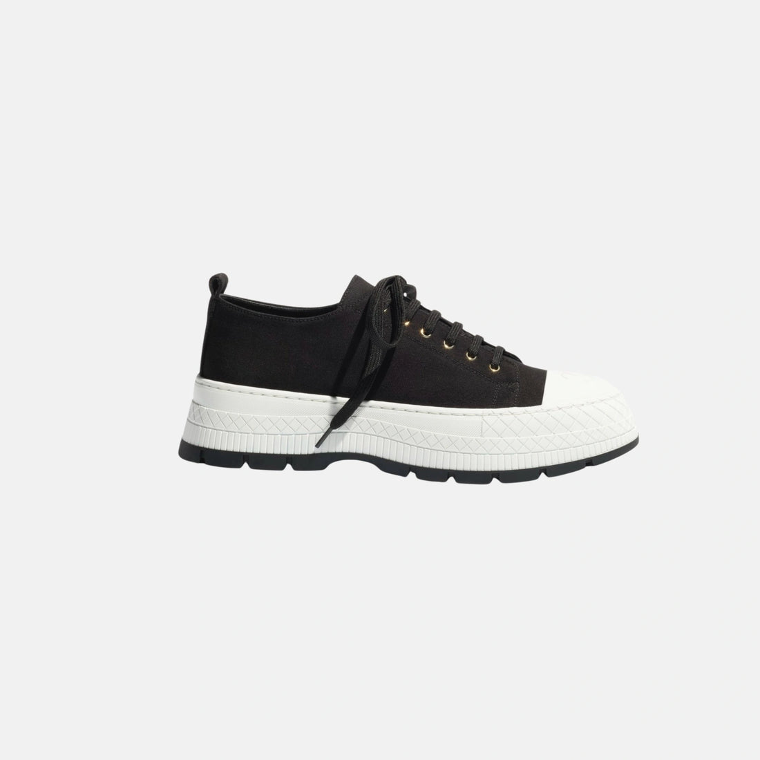Chanel Trainers in Cotton, Black, Side