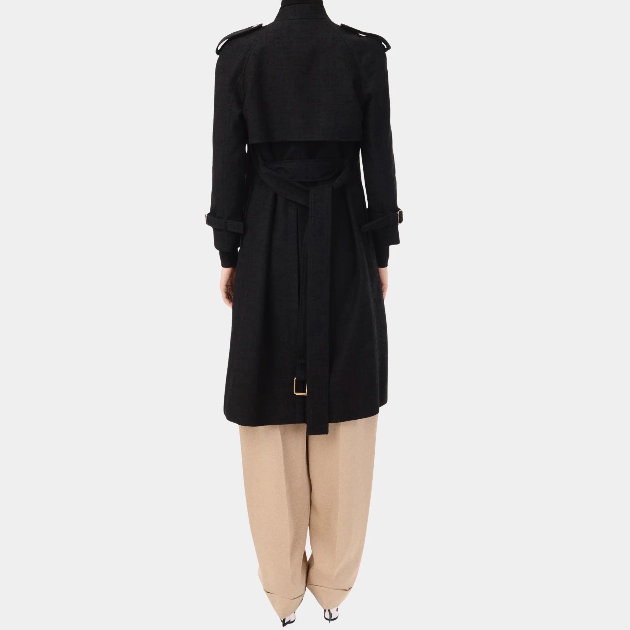 Chanel Trench Coat Tweed in Black, Back
