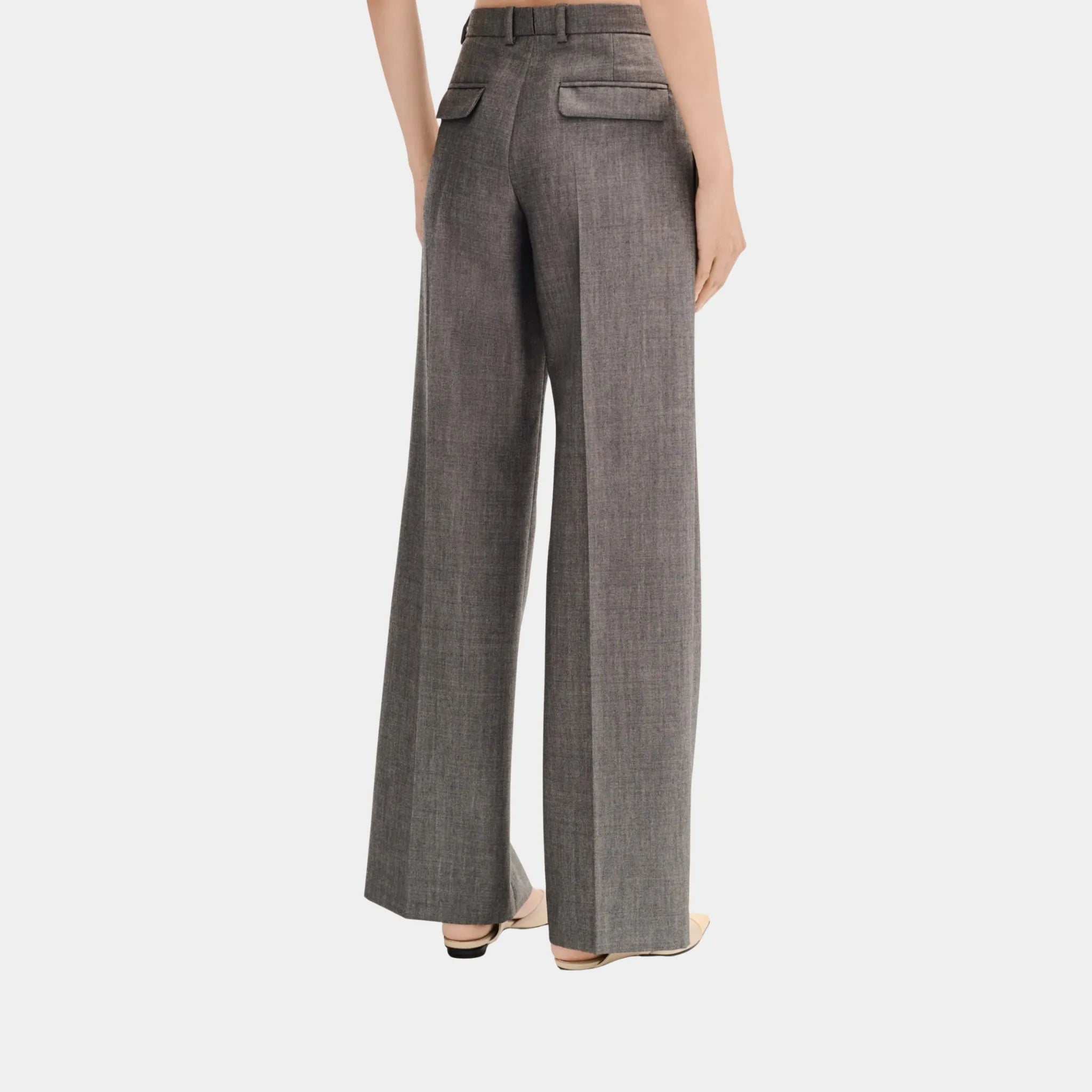 Chanel Trousers in Grey Wool Canvas, Back