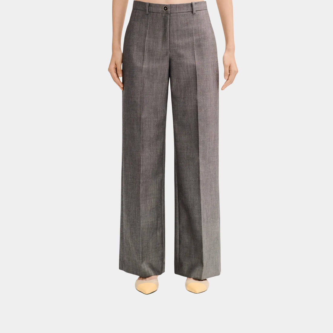 Chanel Trousers in Grey Wool Canvas, Front