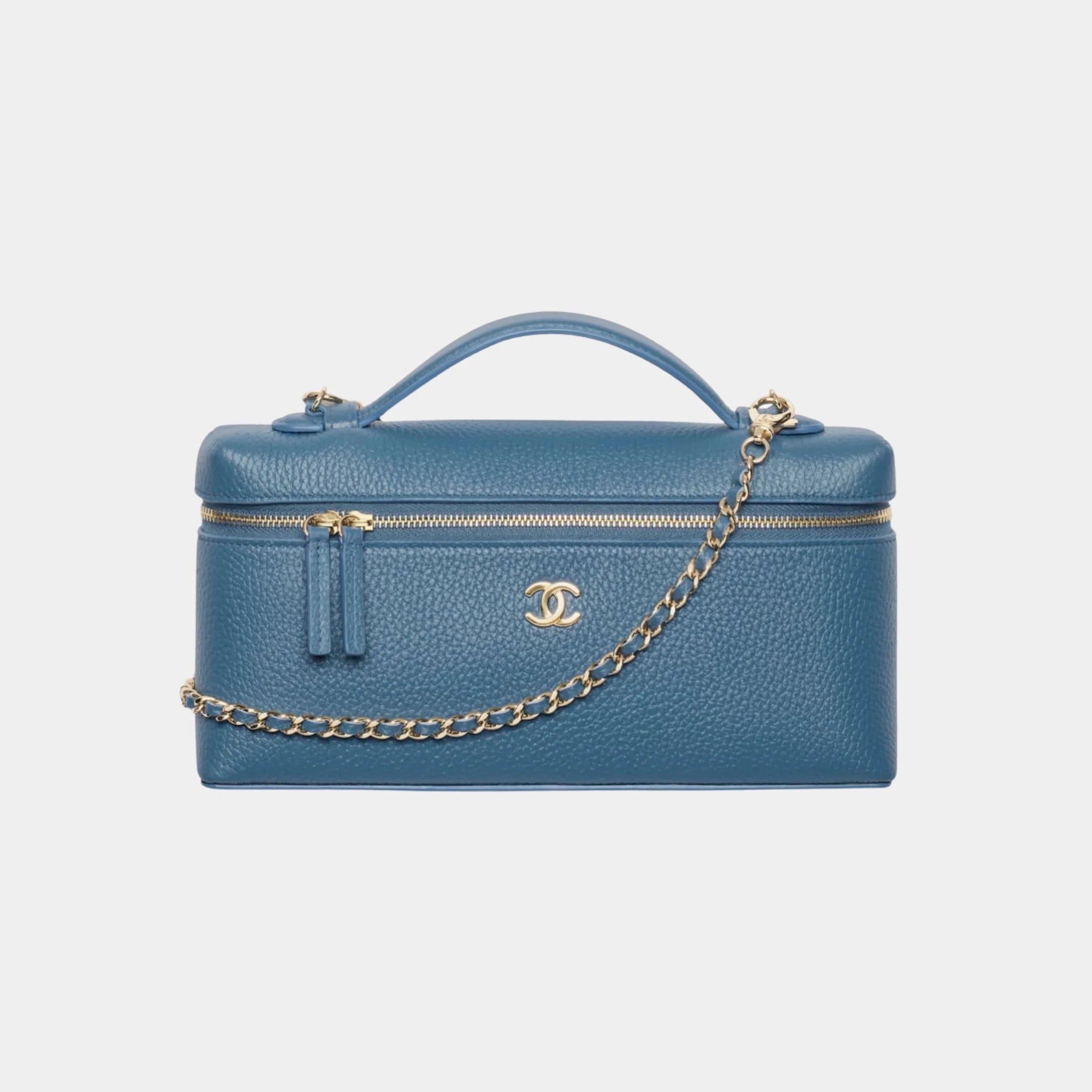 Chanel Vanity with Chain in Dark Blue Grained Calfskin, Front