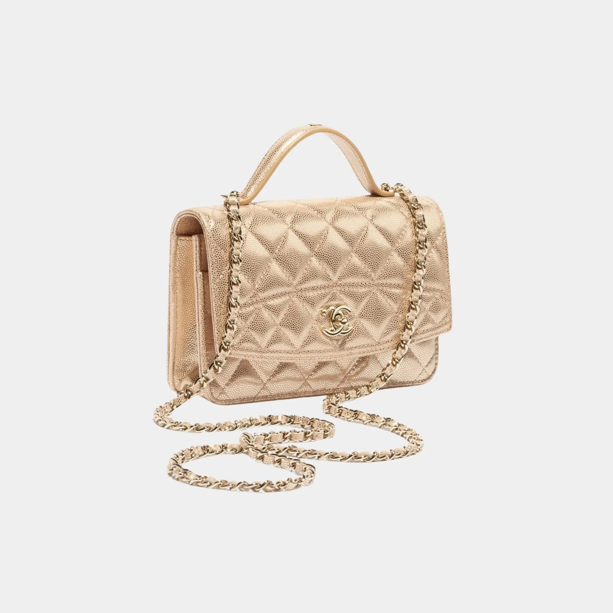 Chanel Wallet On Chain Metallic Grained Calfskin & Gold Metal, Copper, Front