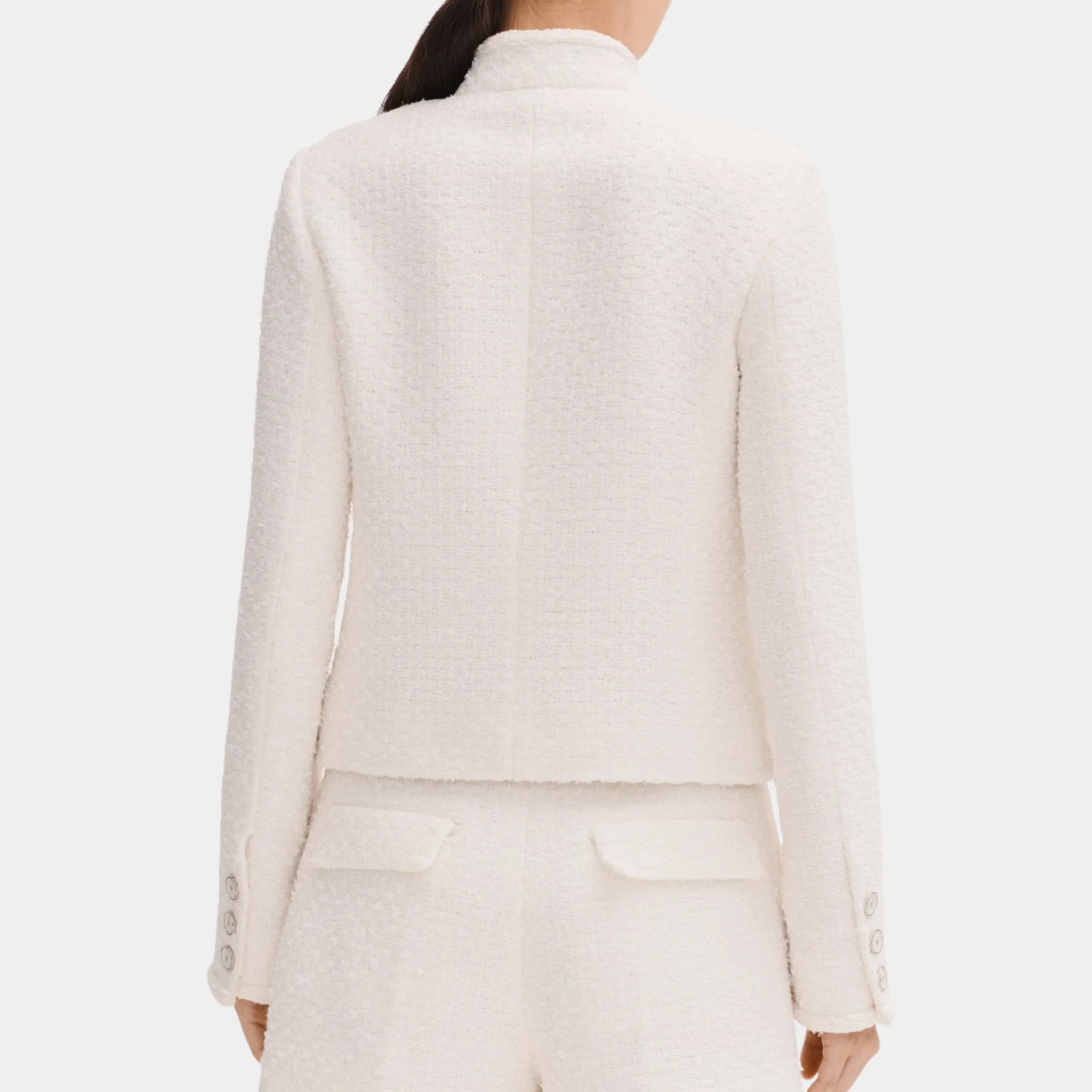 Chanel White Jacket in Tweed, Back