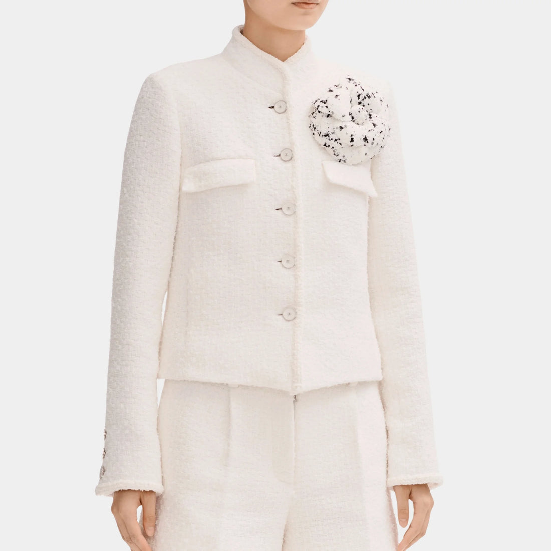 Chanel White Jacket in Tweed, Front