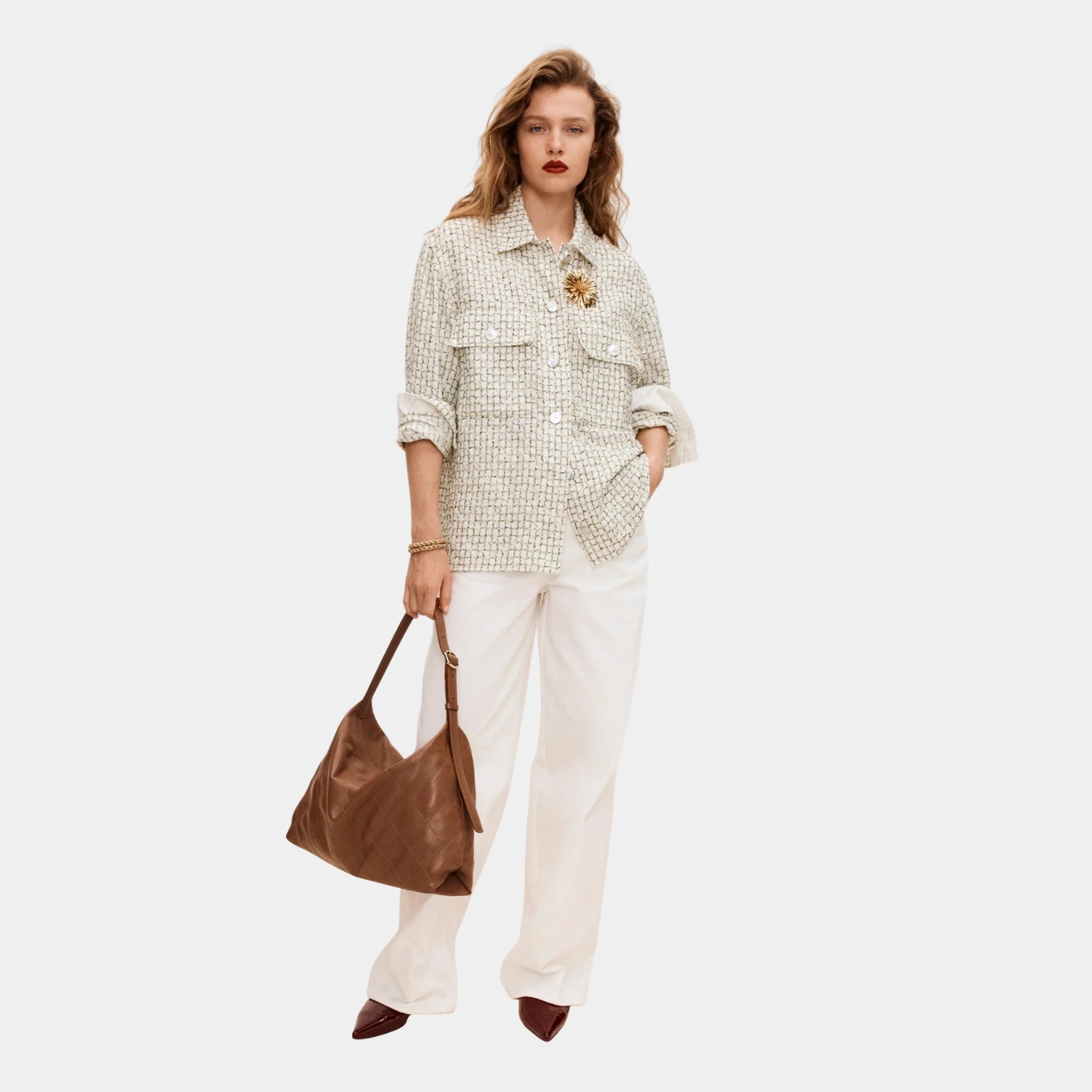 Chanel White Jeans in Embroidered Denim, Front
