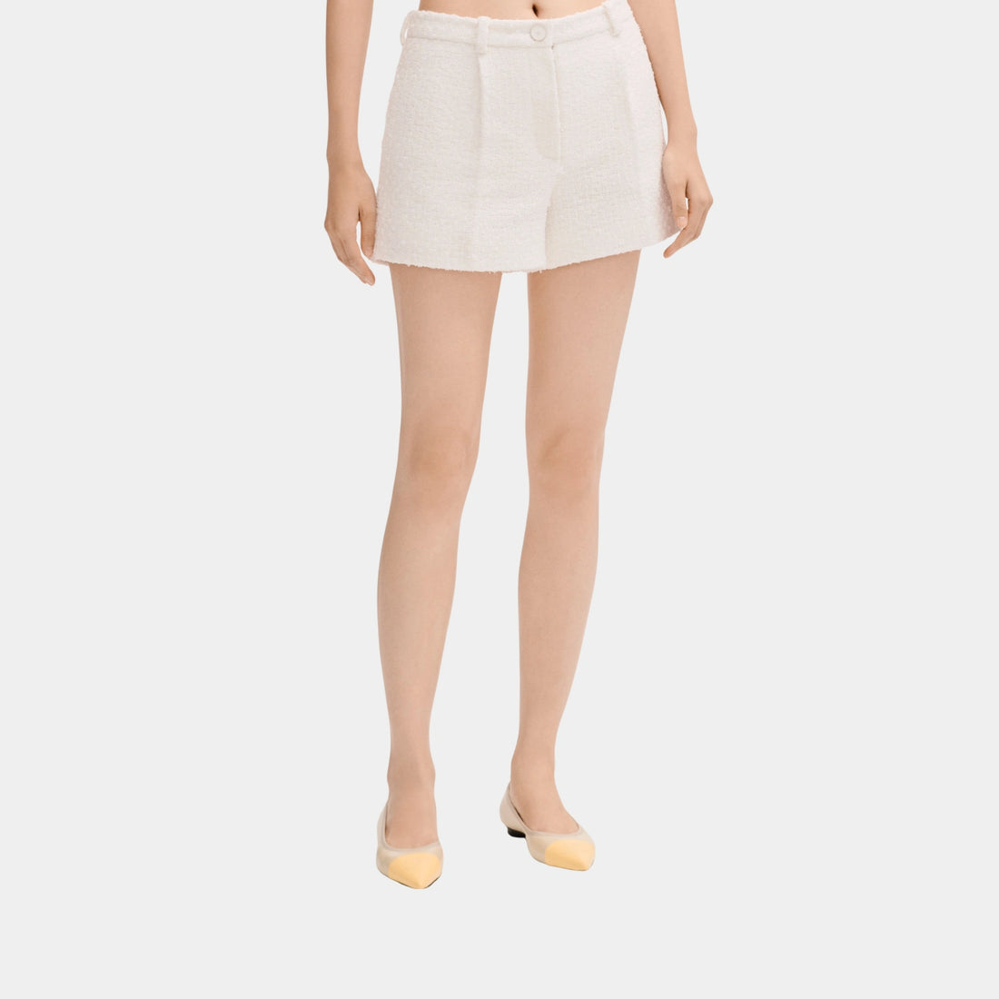 Chanel White Shorts in Tweed, Front