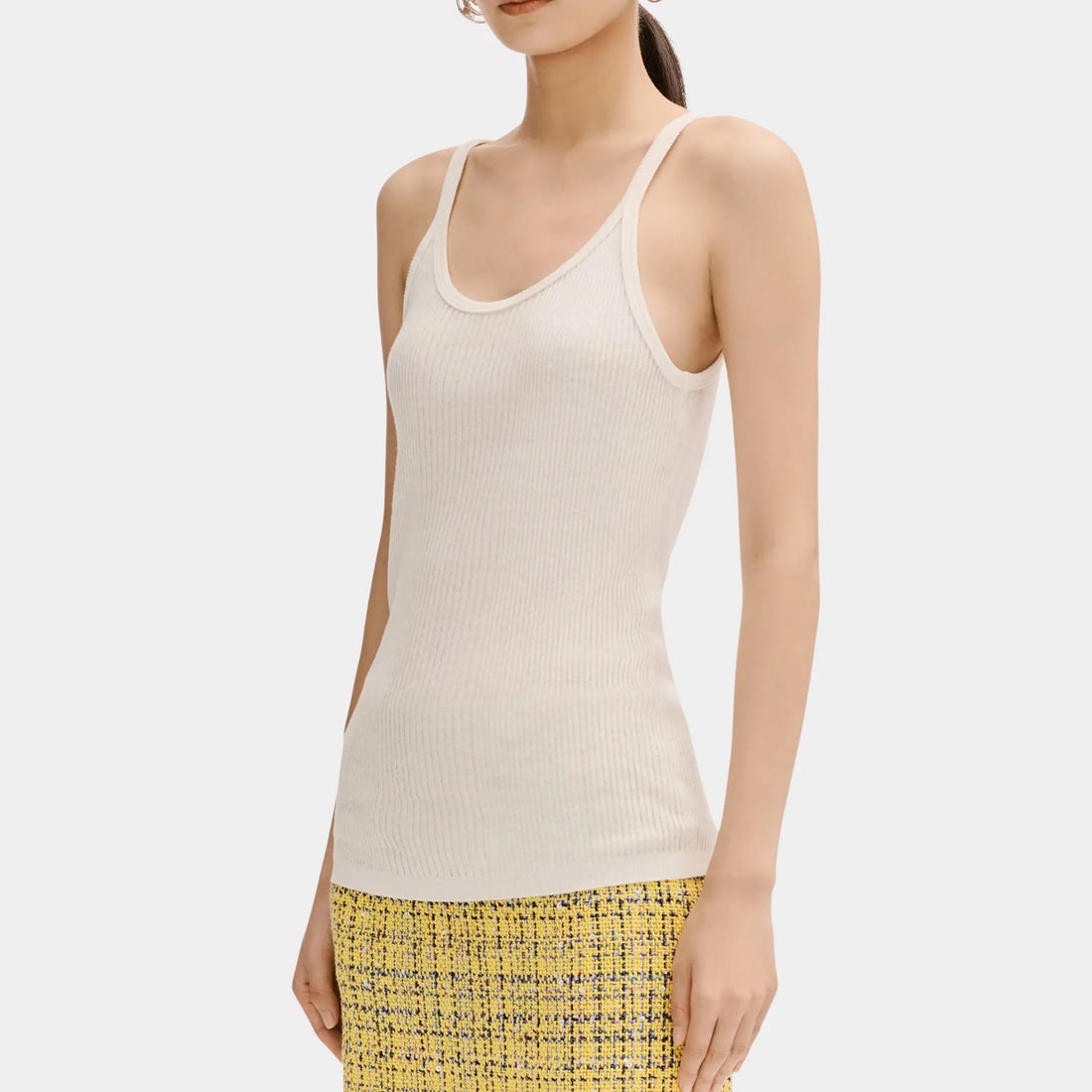 Chanel White Top in Linen and Cotton, Front