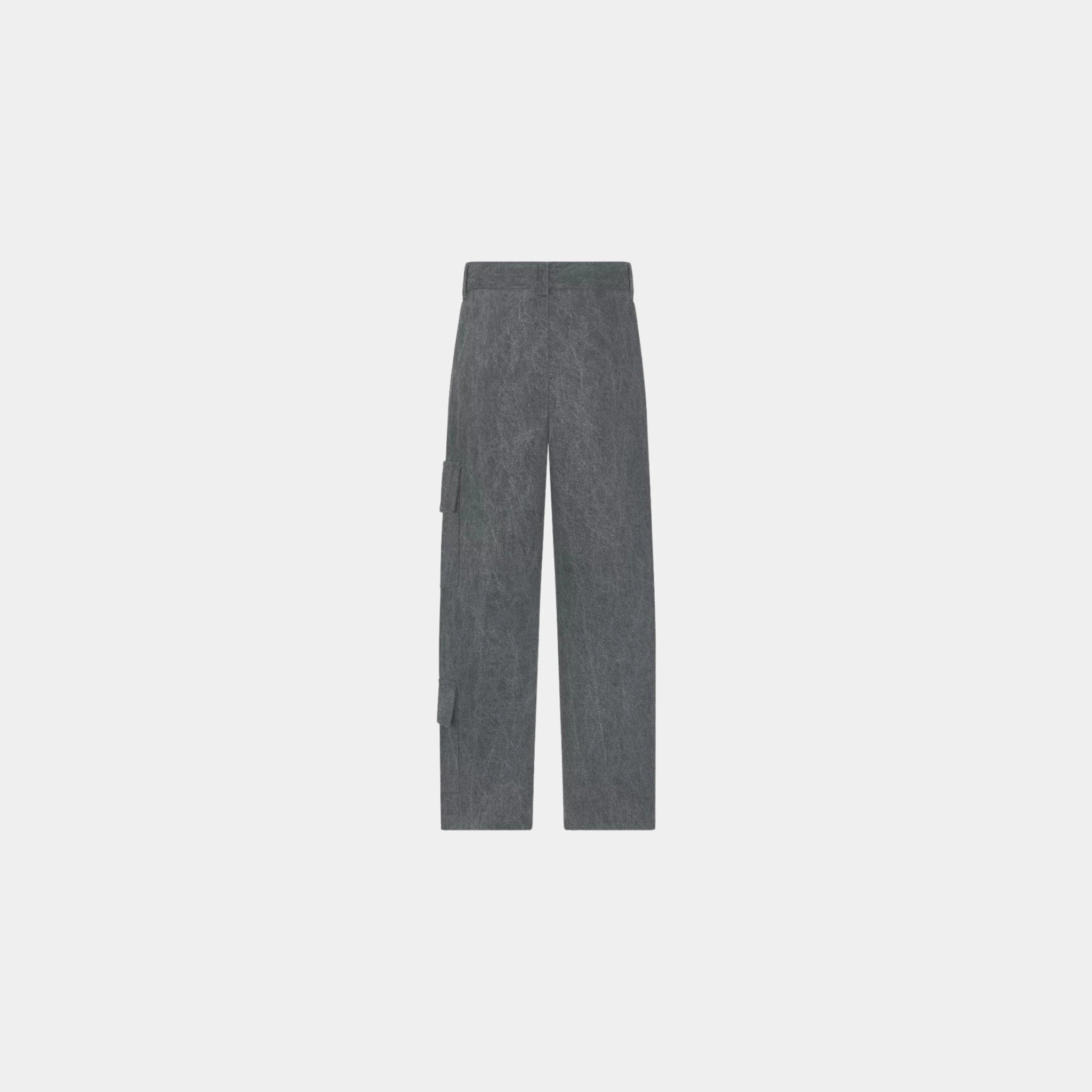 Childrens Cargo Pants Washed Gray Cotton Canvas, Back