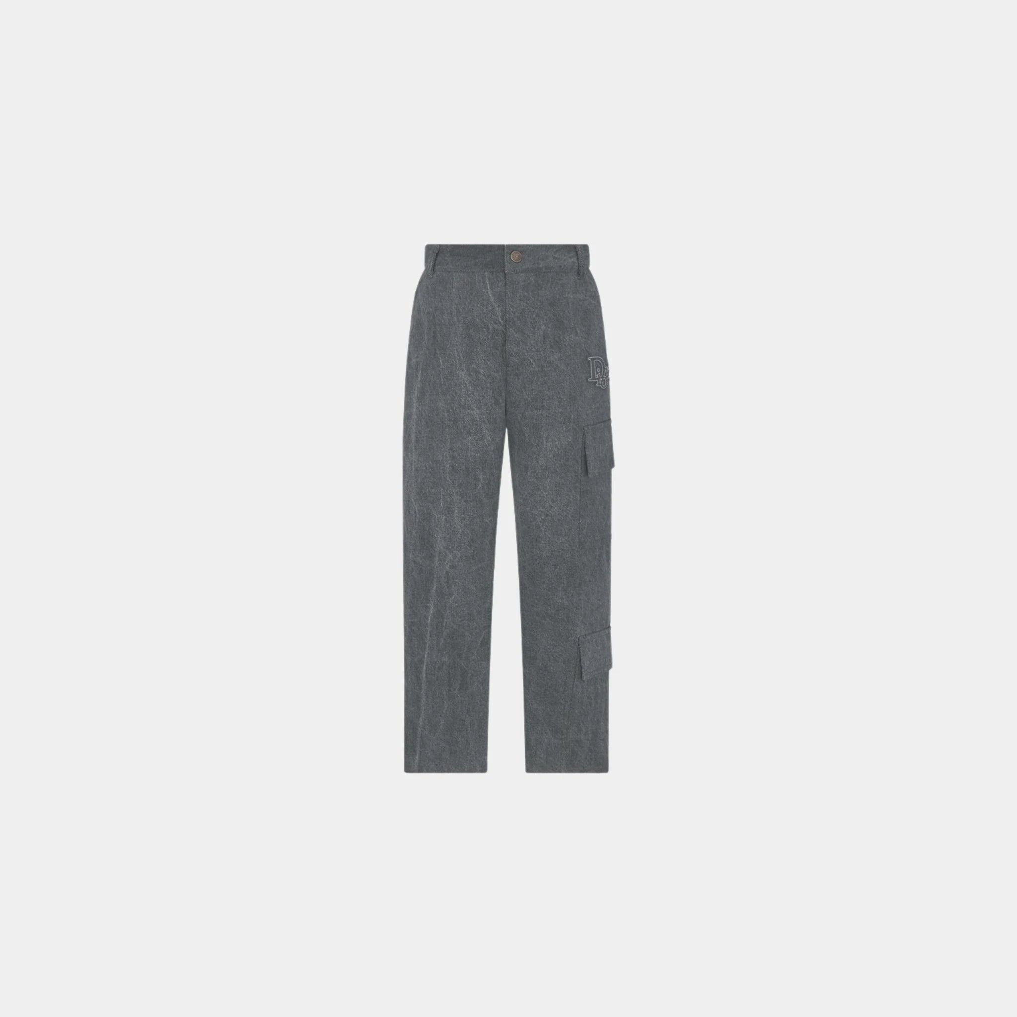 Childrens Cargo Pants Washed Gray Cotton Canvas, Front