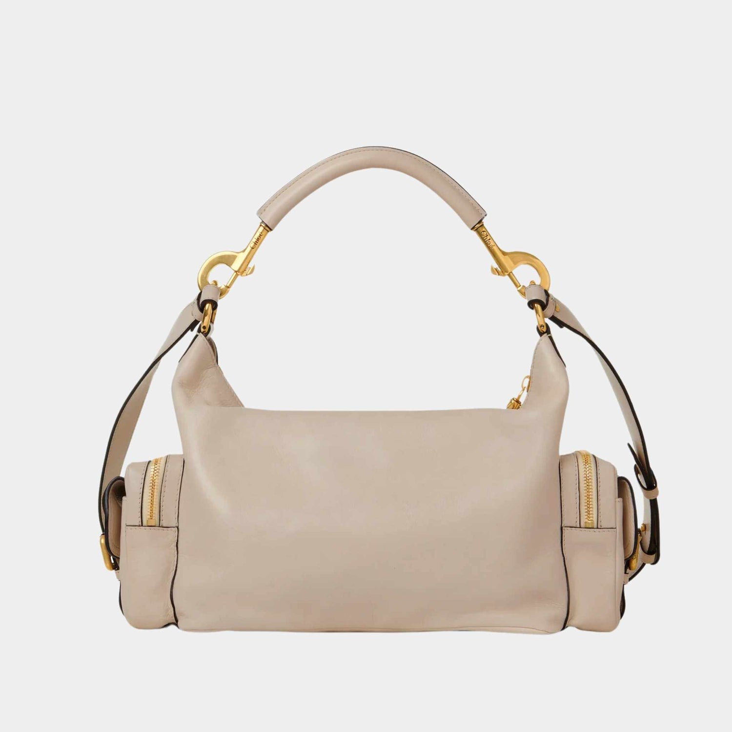 Chloe Camera Bag in Shiny Leather, Bayish Brown, Back