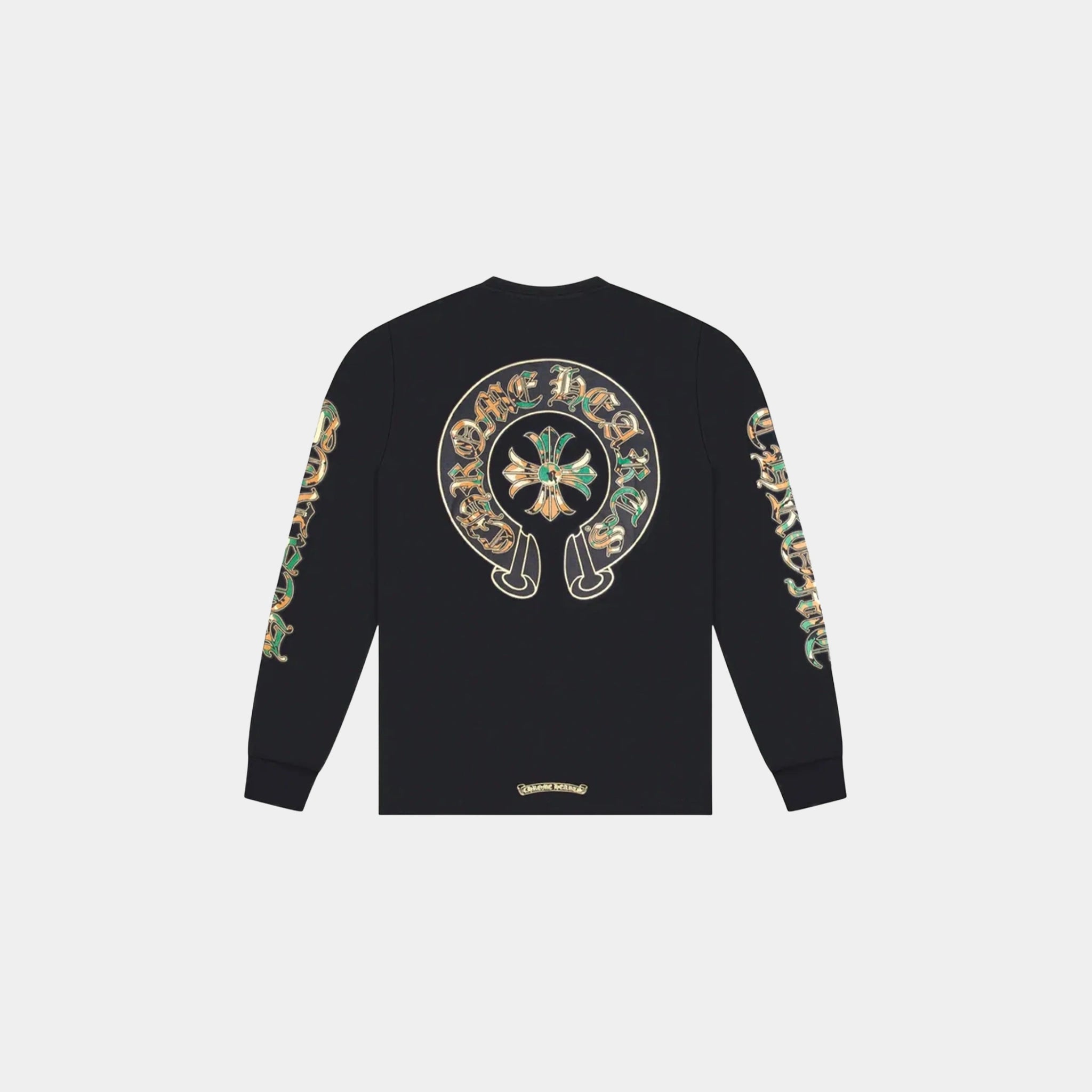 Chrome Hearts Cross & Horse Shoe Logo L/S Tee Black & Camo, Back