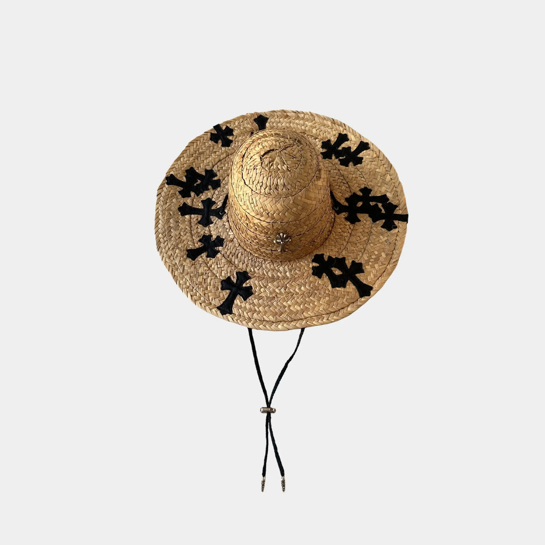 Chrome Hearts Cross Patch Thatched Beach Hat, Top