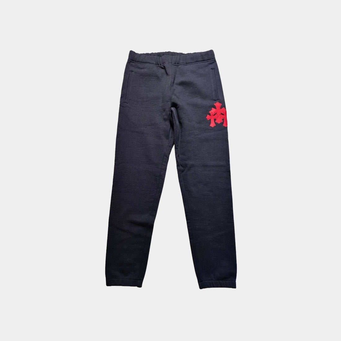 Chrome Hearts Triple Cross Logo Sweatpants, Navy Red, Front