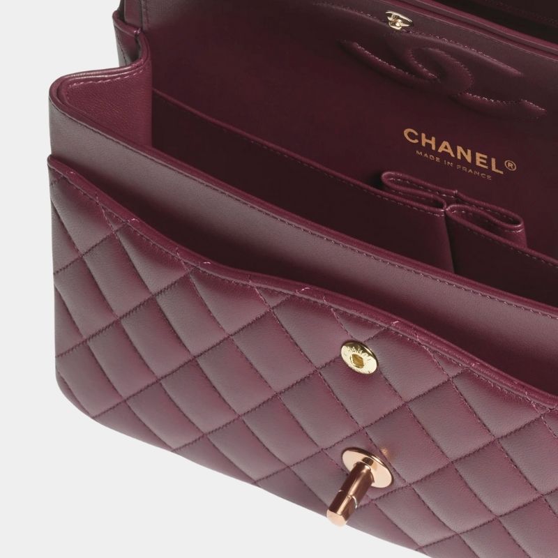 Classic 11.12 Handbag, Cruise 2024/25, Burgundy, in Lambskin & Brown Metal, Interior View