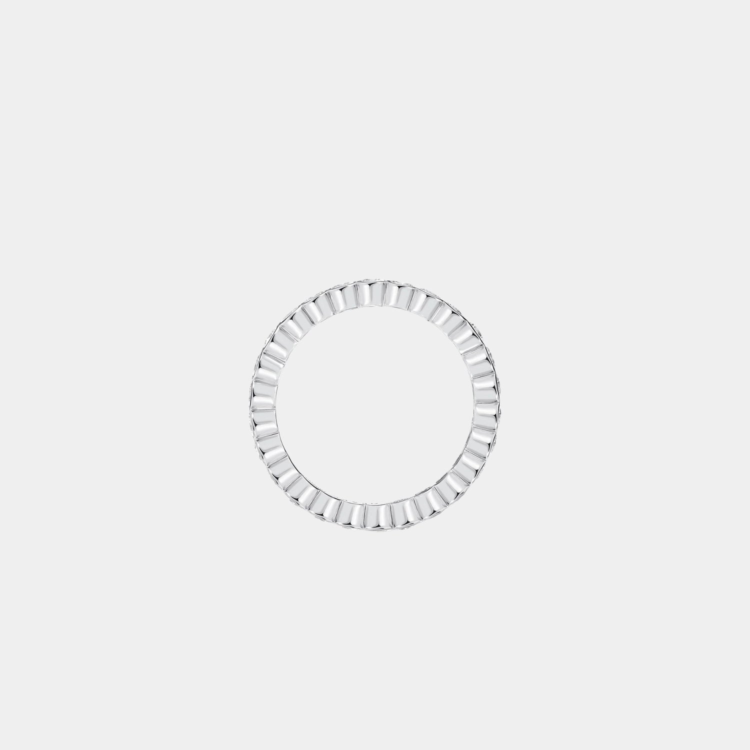 Classic Graff Bezel Set Round Diamond Wedding Band White Gold, Front