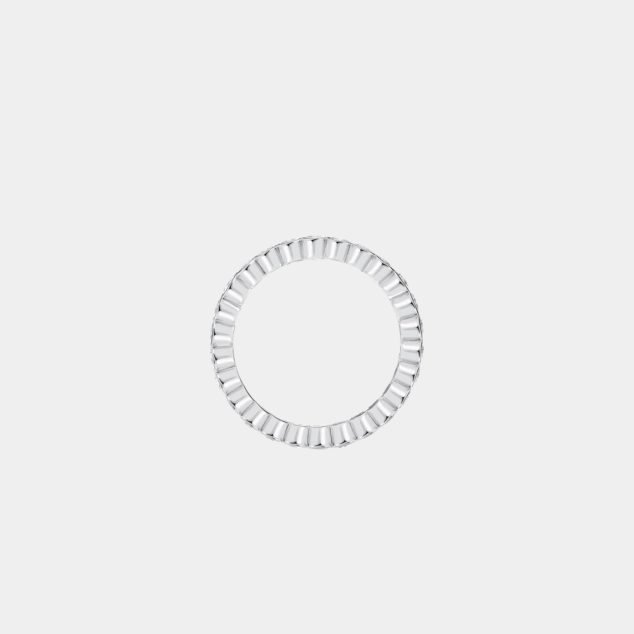 Classic Graff Bezel Set Round Diamond Wedding Band White Gold, Front
